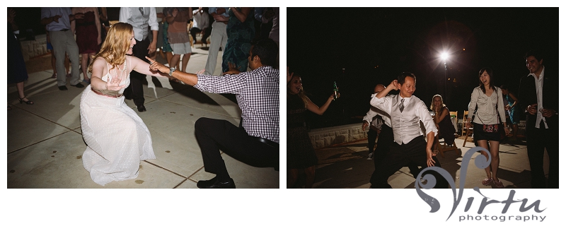 bride and groom get down dancing